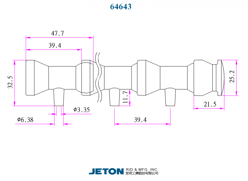 82221 Flex Coolant Hose BLACK 4pk JETON 1/4" Extended Element 